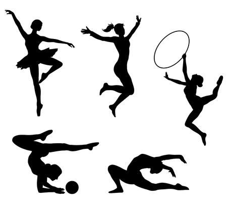 Sportive girls black icons. image.のイラスト素材