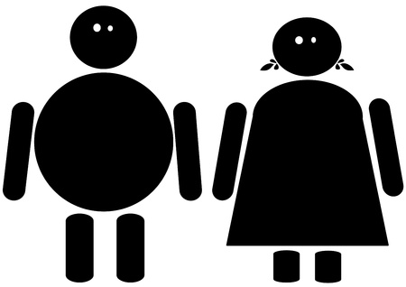 Black clip art of a fat male and female の写真素材