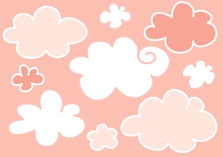 Pink background made of funny clouds の写真素材