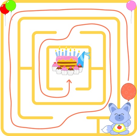 Happy birthday party solved mazeのイラスト素材