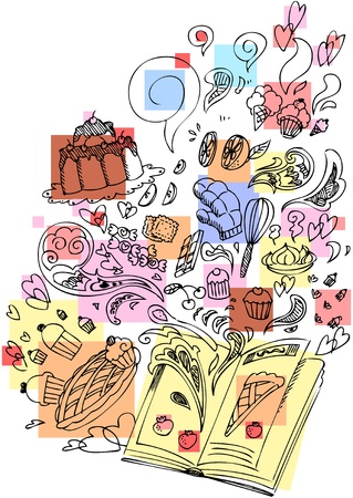 Dessert cooking book sketchy doodleのイラスト素材