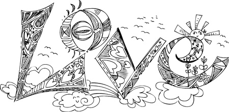 LOVE sketchy doodlesのイラスト素材