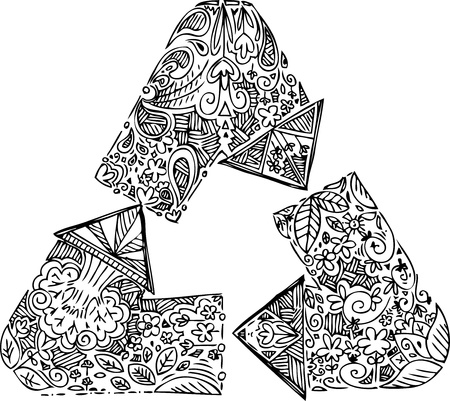 Triangle of black and white recycle arrows  のイラスト素材