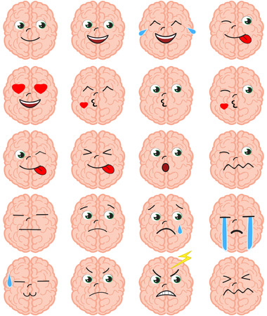 Cartoon brain emoji setのイラスト素材