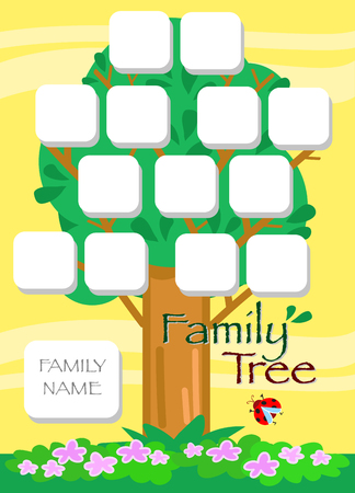 Genealogical cartoon tree in summer, vector illustrationのイラスト素材
