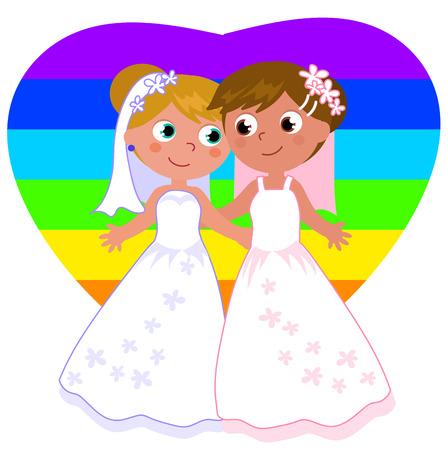 Cartoon female homosexual couple wedding vector illustrationのイラスト素材
