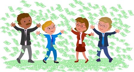 Happy successful businessmen with a lot of cash vector illustrationのイラスト素材