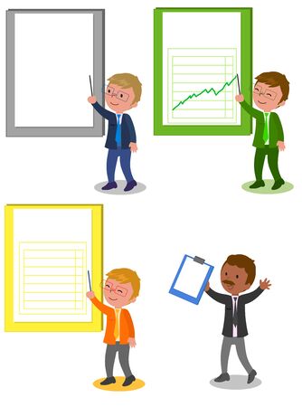 Collection of smiling businesspeople with folders, vector illustrationのイラスト素材