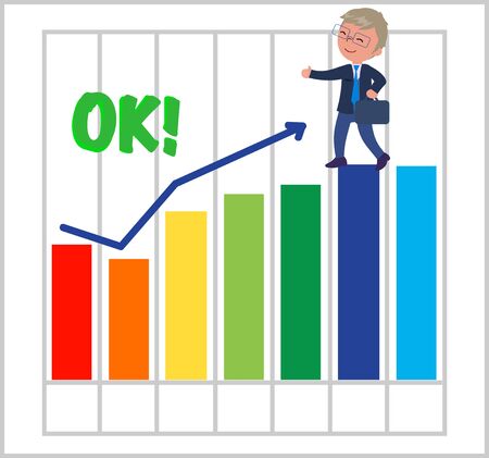 Successfull business with good bar chart illustration.のイラスト素材