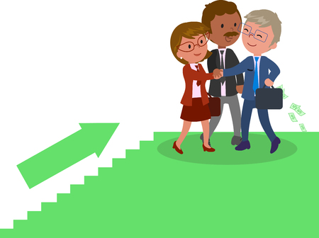 Group of success managers climbing a staircase,.のイラスト素材