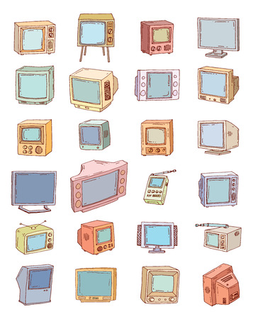 Set Televisions, vintage, illustrationのイラスト素材