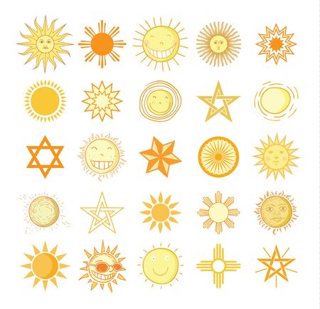 Set of sun icons isolated on white background.のイラスト素材