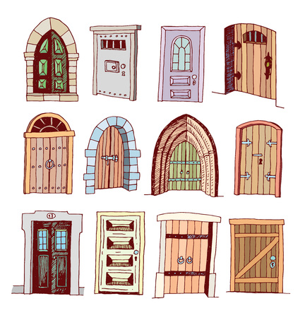 Set of old Door icon, illustration vector.のイラスト素材