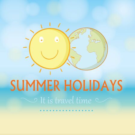 summer holidays. Poster on tropical beach background.のイラスト素材