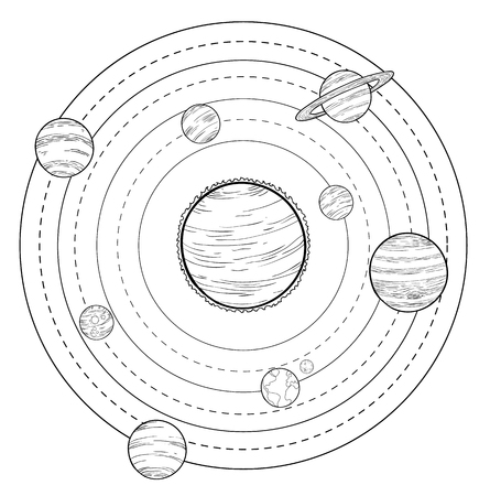 doodle Solar System, vector illustrations.のイラスト素材
