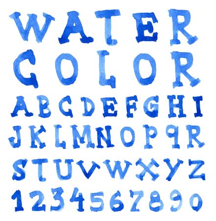 Font Watercolor. Handwritten illustration.のイラスト素材