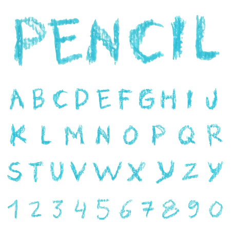 Font pencil crayon. Handwritten Vector illustration.のイラスト素材
