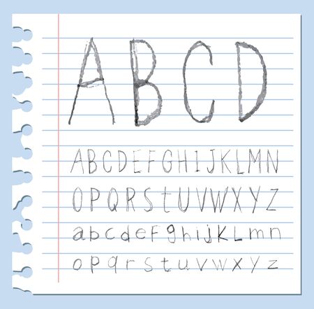 Font pencil crayon. Handwritten Vector illustration.のイラスト素材