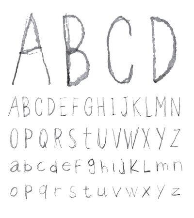 Font pencil crayon. Handwritten Vector illustration.のイラスト素材