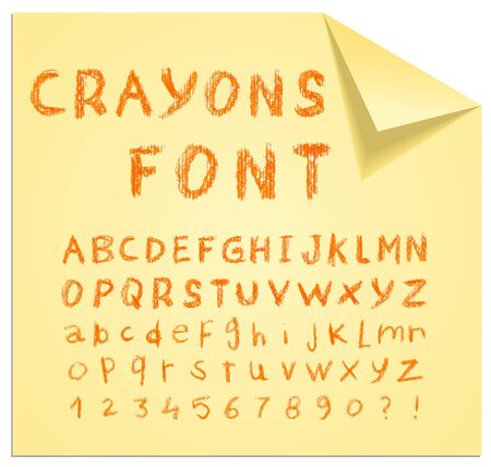 Font pencil crayon. Handwritten Vector illustration.のイラスト素材