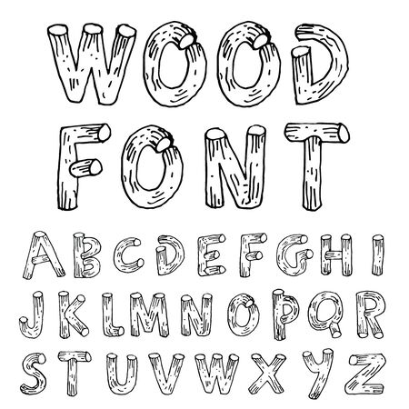 Vector font wood style.のイラスト素材