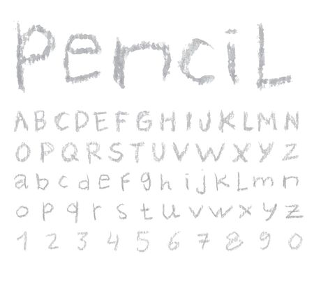 Font pencil crayon. Handwritten Vector illustration.のイラスト素材