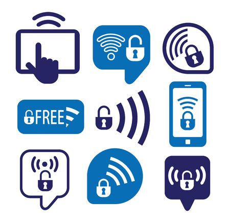 Set of wireless icons, vector illustrationのイラスト素材