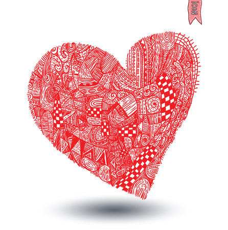 heart shape, hand drawn ornaments.のイラスト素材