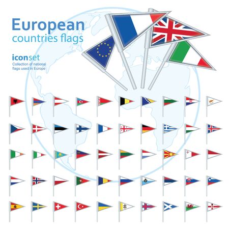 set of european flags, vector illustrationのイラスト素材
