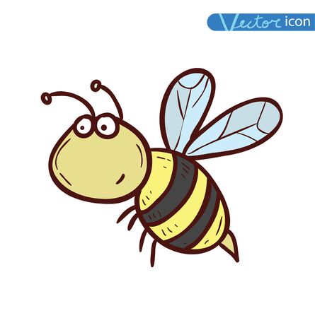 Bee cartoon bug, insect icon. vector illustration.のイラスト素材