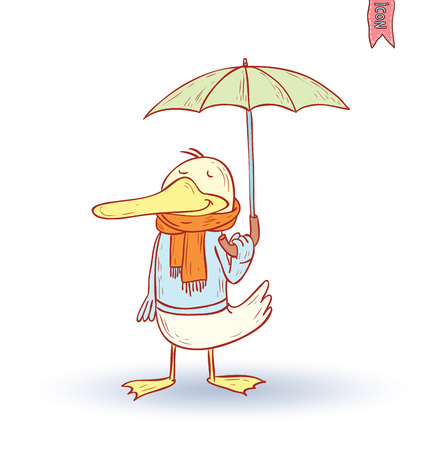 funny pet in the rain, vector illustration.のイラスト素材