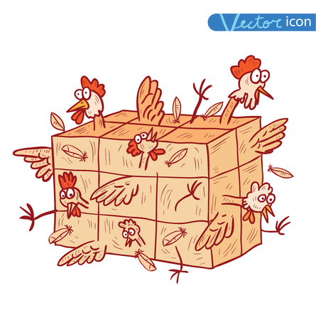 chickens in a cageのイラスト素材