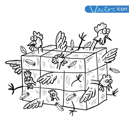 chickens in a cageのイラスト素材