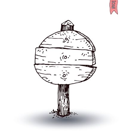 Hand drawn wooden road signs. Vector illustration.のイラスト素材