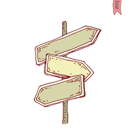 Hand drawn wooden road signs. Vector illustration.のイラスト素材