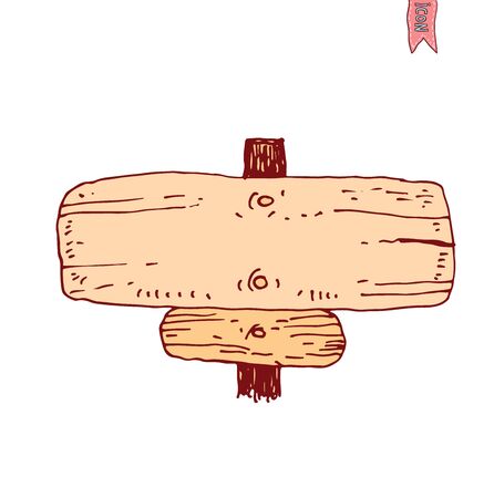 Hand drawn wooden road signs. Vector illustration.のイラスト素材
