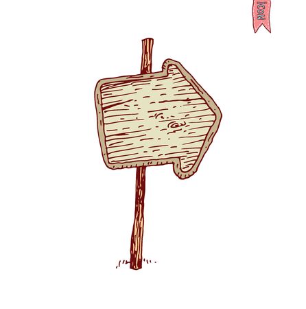 Hand drawn wooden road signs. Vector illustration.のイラスト素材