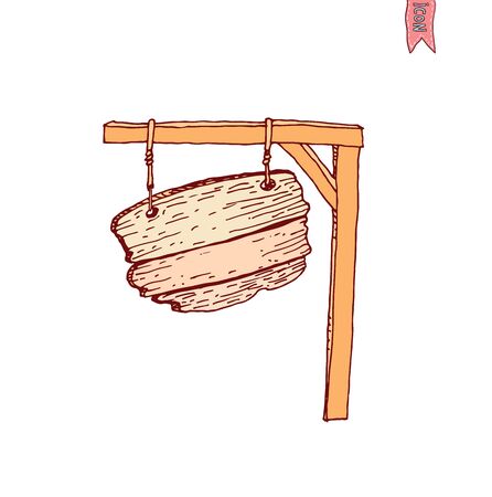 Hand drawn wooden road signs. Vector illustration.のイラスト素材
