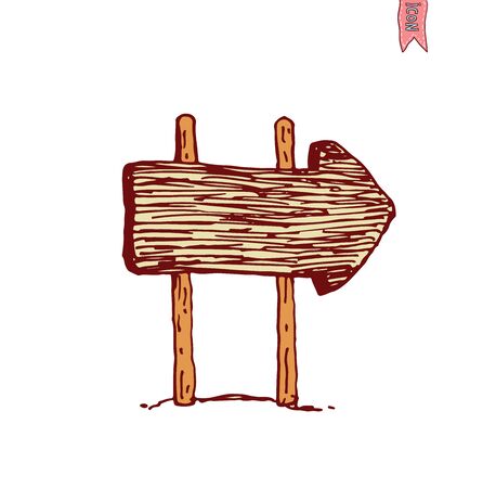 Hand drawn wooden road signs. Vector illustration.のイラスト素材
