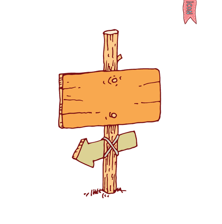 Hand drawn wooden road signs. Vector illustration.のイラスト素材