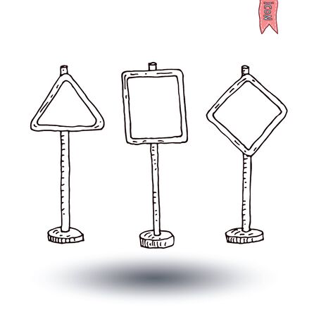 Hand drawn wooden road signs. Vector illustration.のイラスト素材