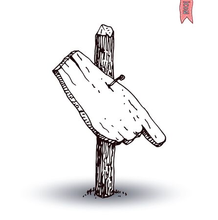 Hand drawn wooden road signs. Vector illustration.のイラスト素材