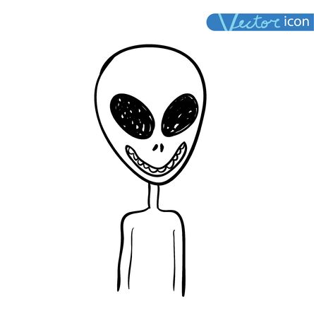 alien icon, hand drawn vector illustration.のイラスト素材