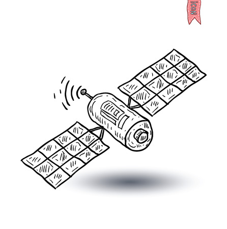 Isolated communication satellite, vector illustration.のイラスト素材