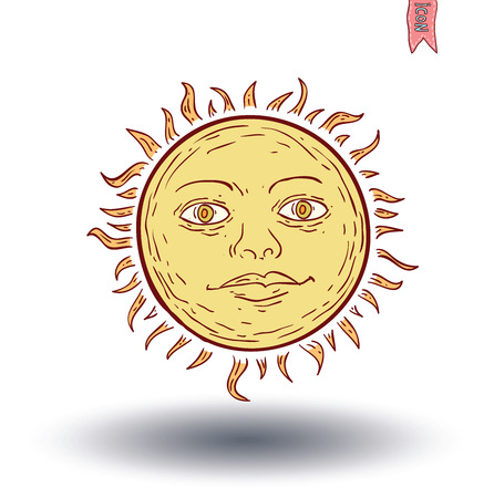Sun icon, hand drawn vector illustration.のイラスト素材