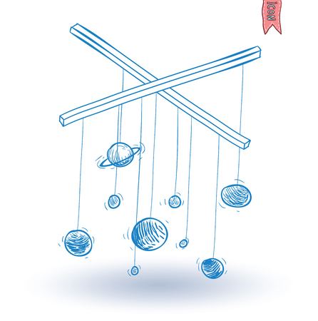 planet icon, hand drawn vector illustration.のイラスト素材