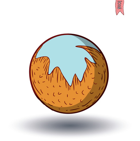 planet icon, hand drawn vector illustration.のイラスト素材