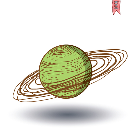 planet icon, hand drawn vector illustration.のイラスト素材