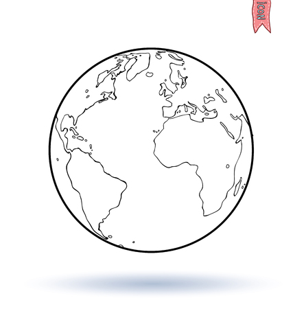 planet earth icon, hand drawn vector illustration.のイラスト素材