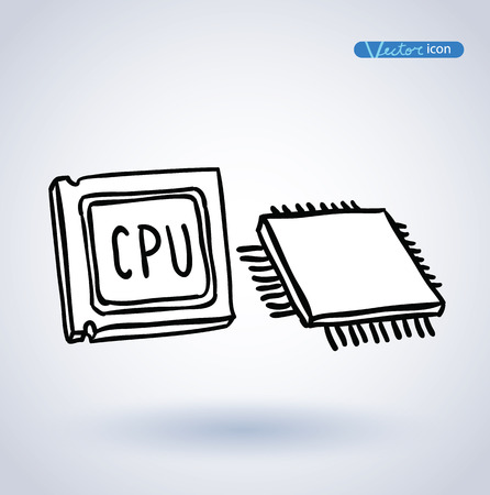 cpu, Computer chip or microchip, vector illustration.のイラスト素材